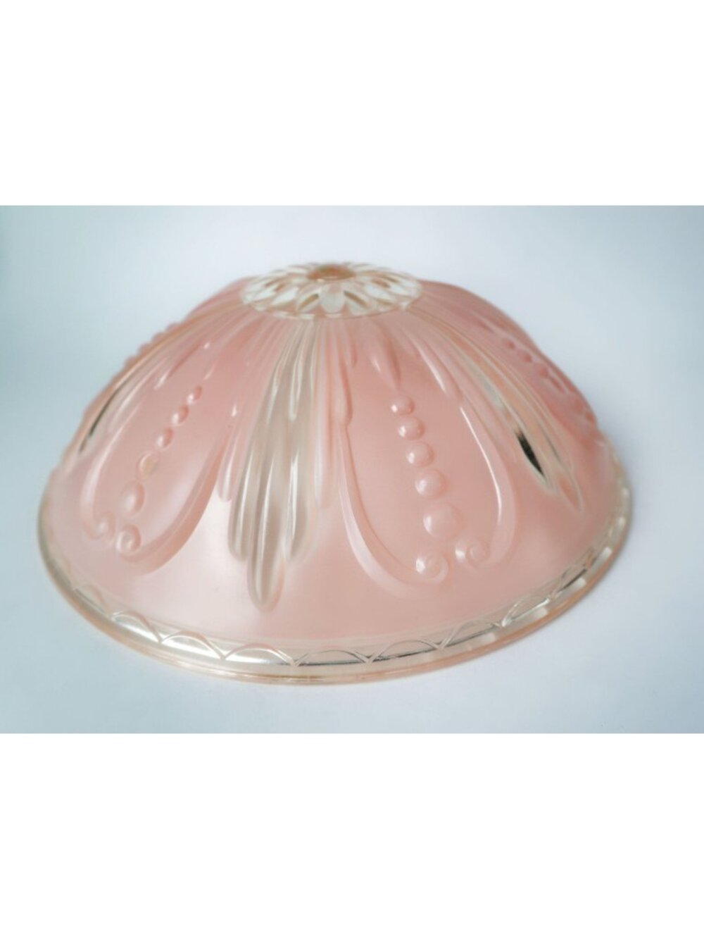 Vintage Ceiling Lamp Shade Pastel Pink Embossed Design 1950's Light fixture